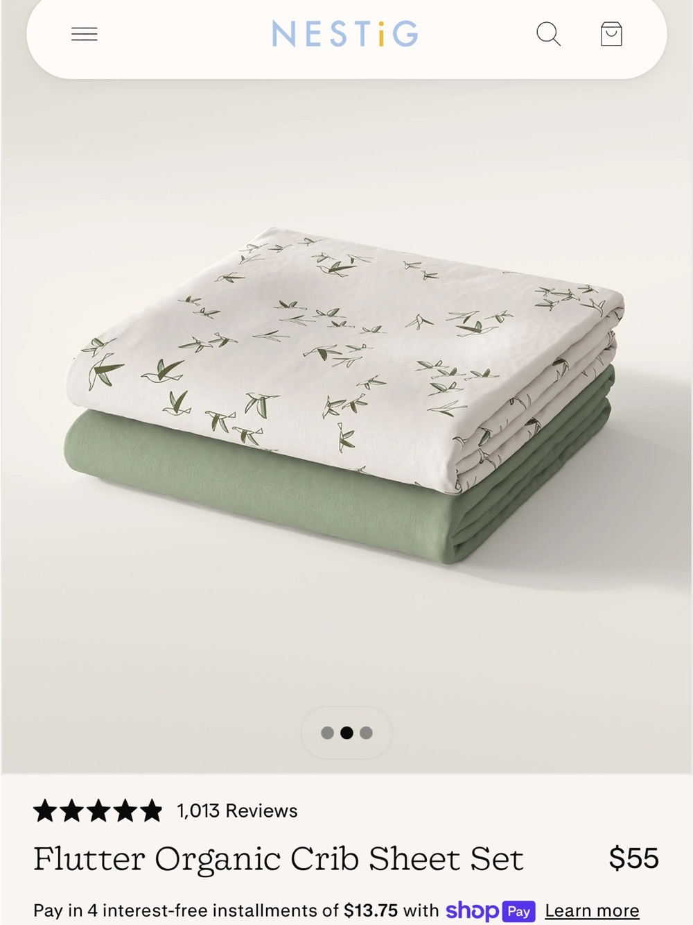 NESTIG Organic MINI Crib Sheets 4 Sheets